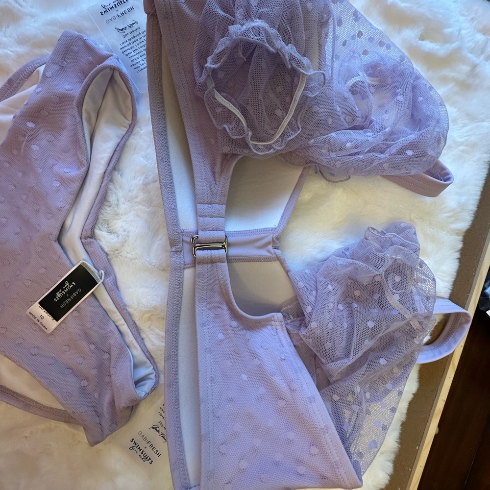 NWT Lavender Polka Dot bathing suit Set. Size 10. - Picture 7 of 10